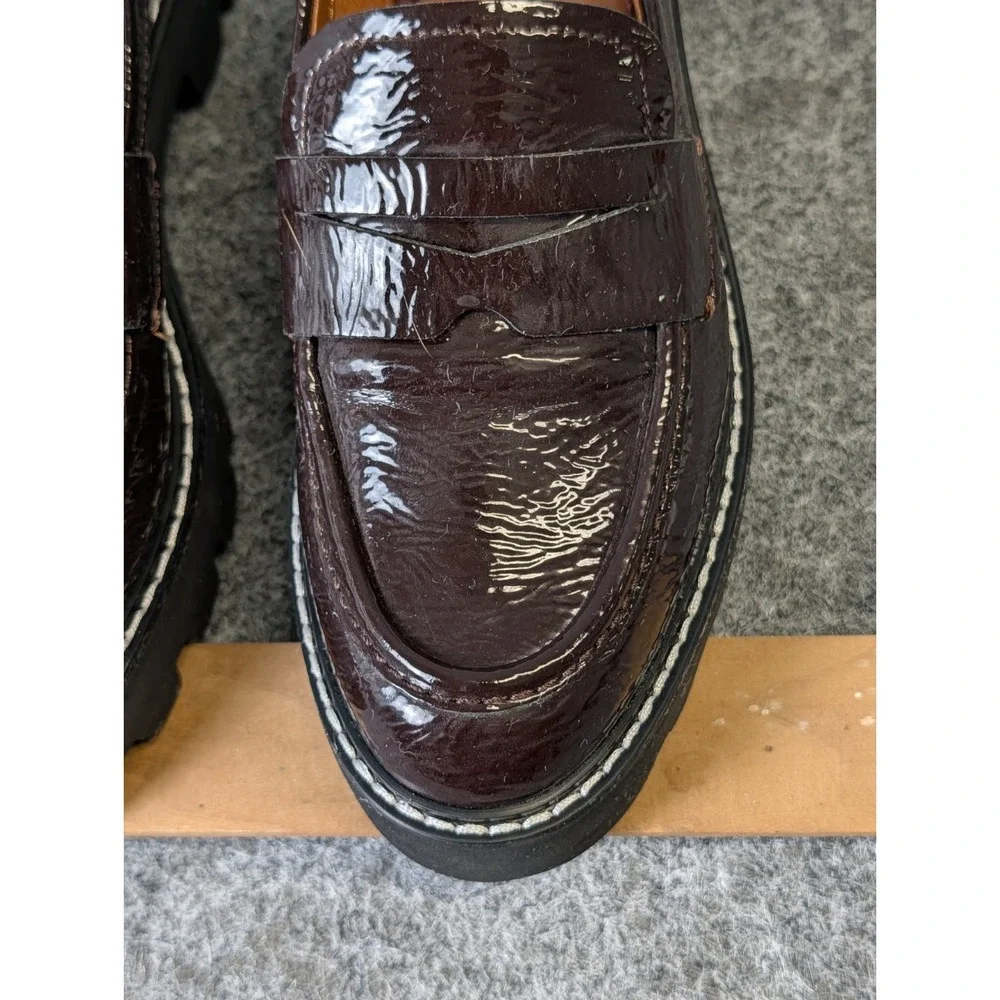 Franco Sarto High Shine Brown Balin Lug Sole Loafers Women's 5 M EUC